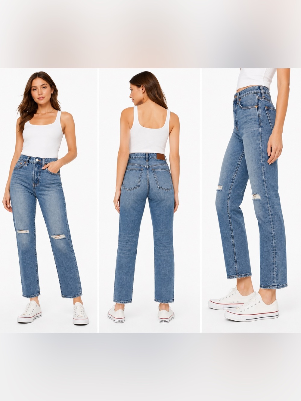 Madewell The Perfect Vintage Jean 23 Distressed High Rise Straight Leg Blue